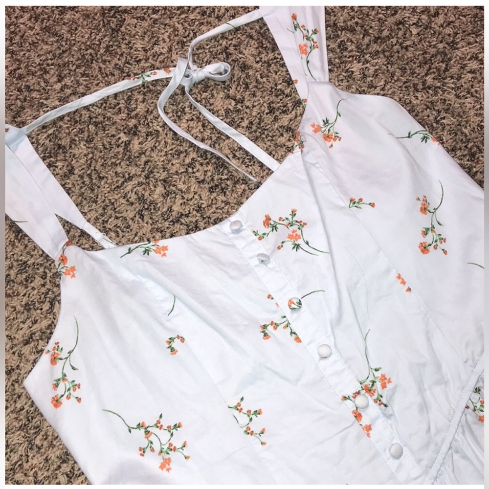 Wild Fable Woman’s Button Front Tiered Romper Light Blue Floral Sz XL | NWT - Picture 6 of 9